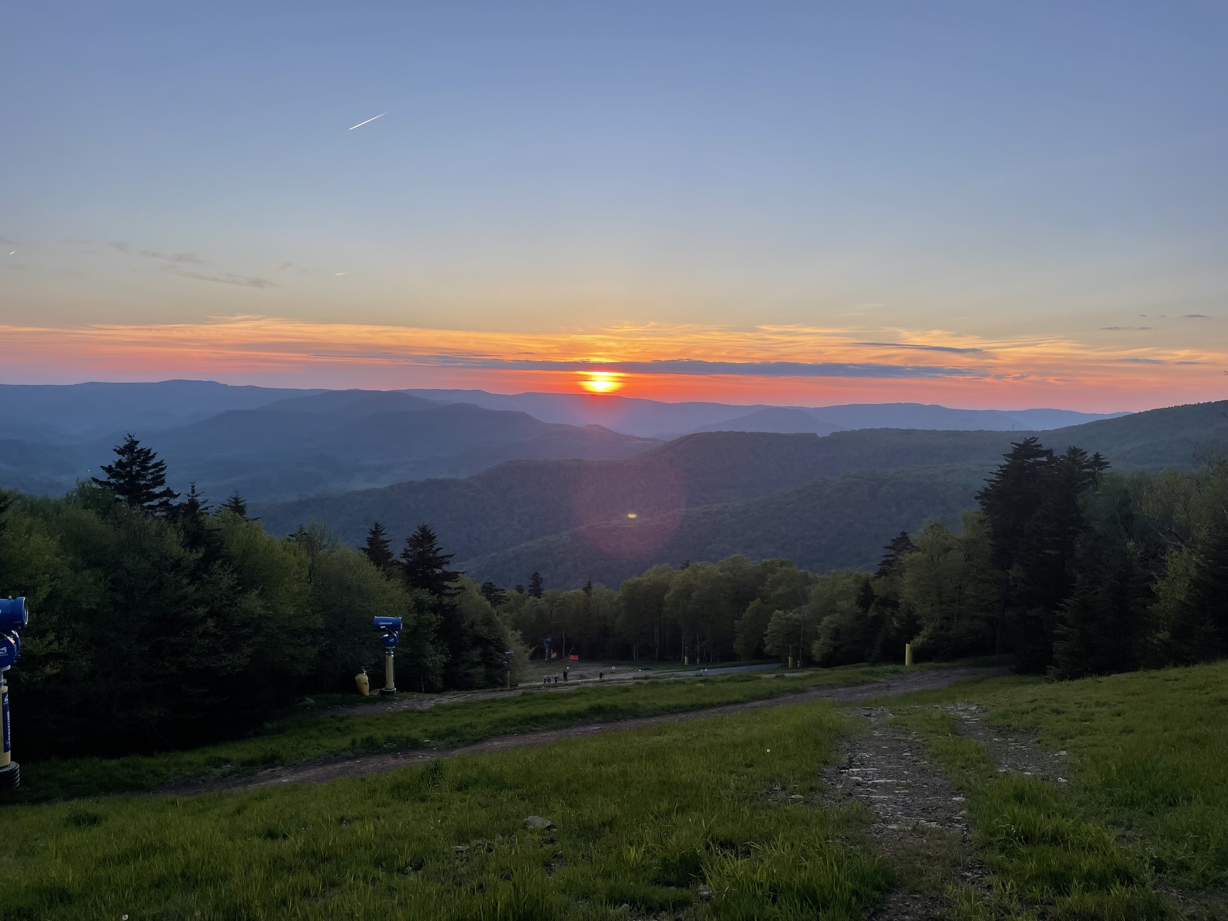 Sunset over the Allegheny Mountains from Snowshoe Ski Resort in West Virginia